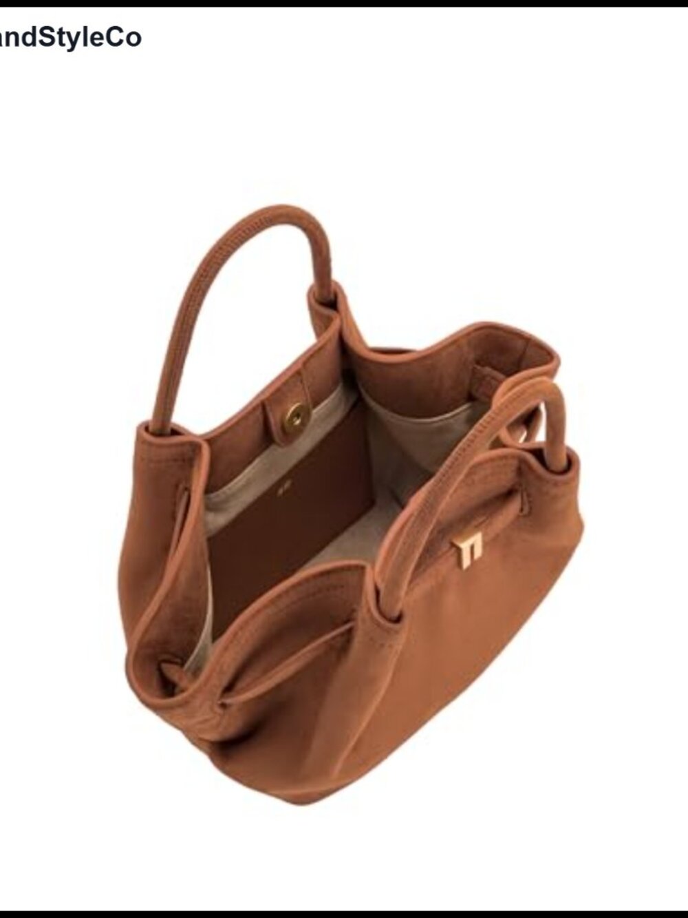 Mini Tote Bag Faux Suede Magnetic Snap Crossbody - Picture 4 of 6